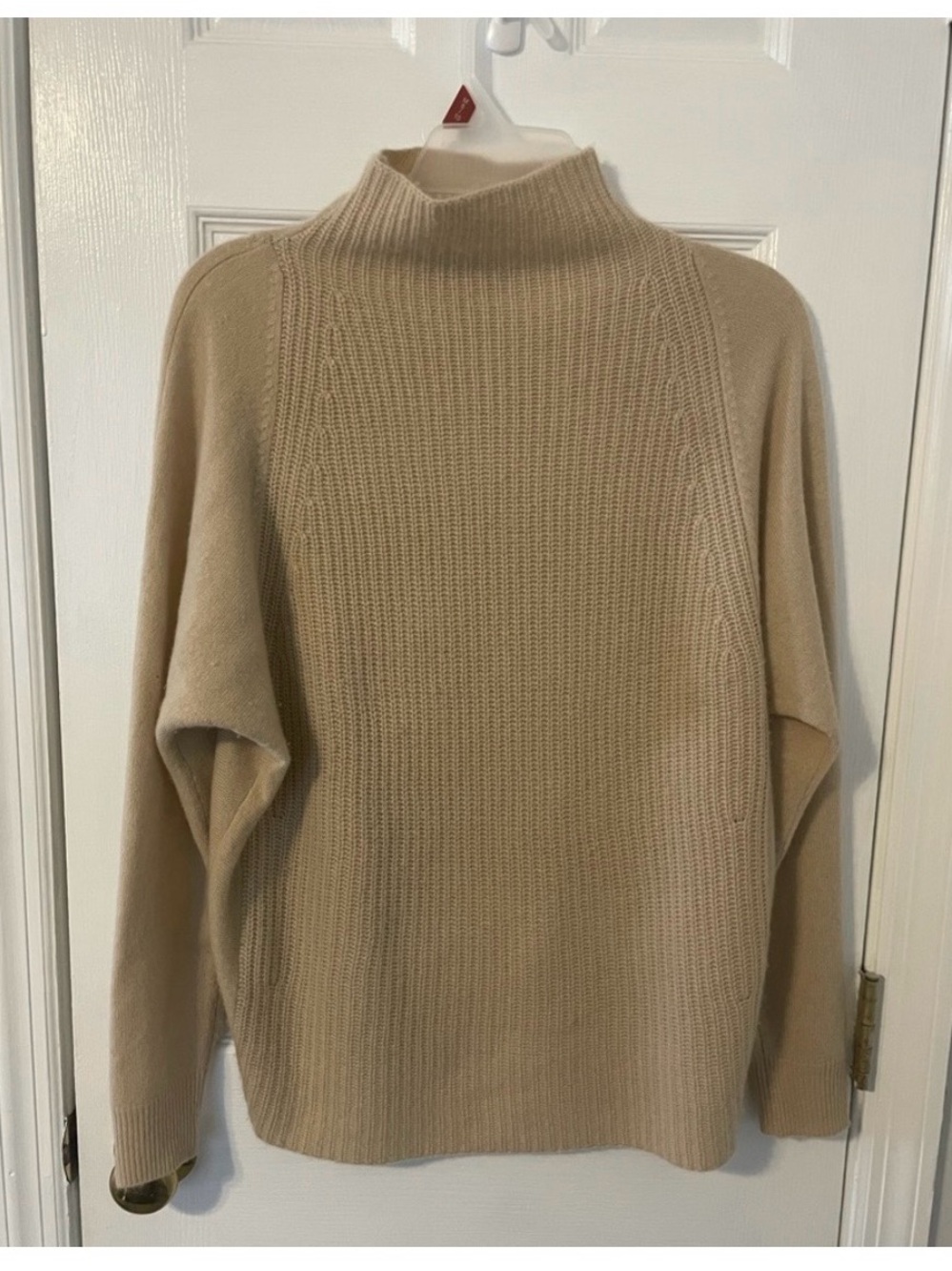 Light Brown Tahari Mock Neck 100% Cashmere Sweater